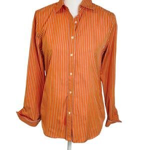 Lauren Ralph Lauren Coral Orange Button Up Dress Shirt Fitted Womens Medium M
